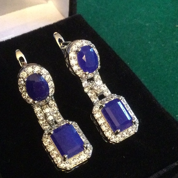 Atlanta Gem & Mineral Show Jewelry - Genuine Sapphire Earrings !